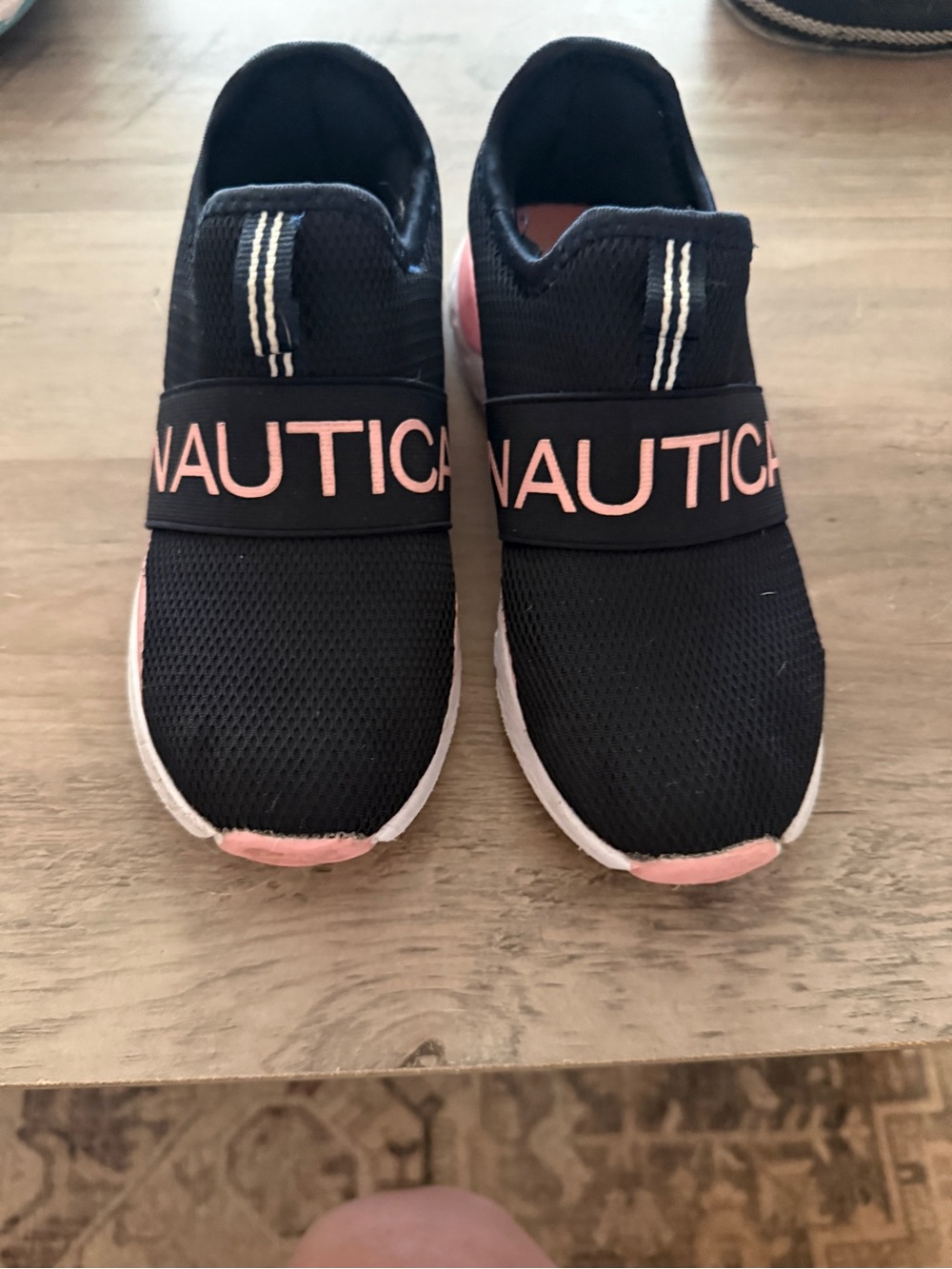 Nautica Kids Black Slip-On Sneakers with Pink Accents